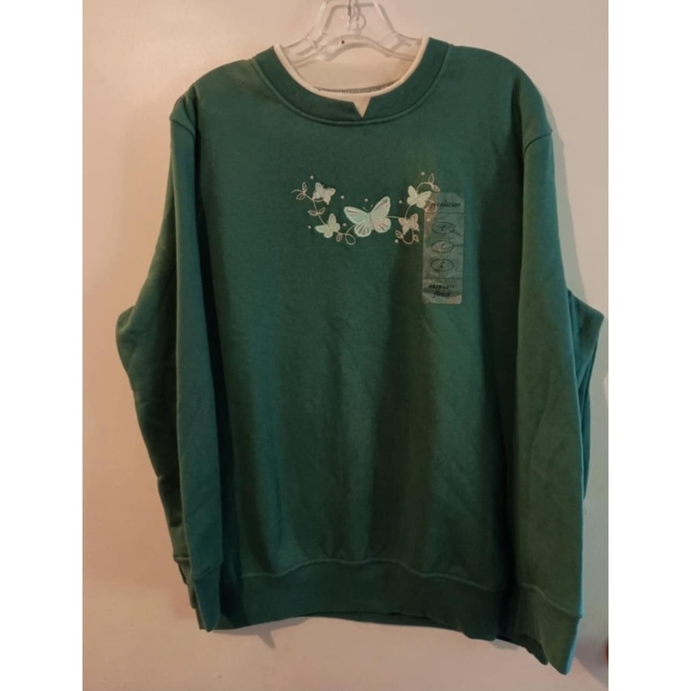 Speculations Women's Large New Long Sleeve Sweatshirt Pullover Green With...